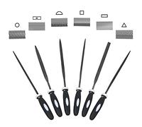 KALIM 6Pcs Needle File Set, 5.5 Inch Carbon Steel Precision Files with Handle, 3mm Diameter for Metal, Wood, Glass, Plastic, Leather, Jewelry (Black-White)