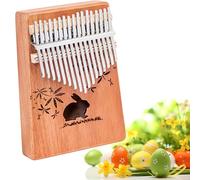 Kalimba 17-Key Thumb Piano Easter Bunny Design Present - Solid Wood Portable Mbira Sanza Finger Piano with Songbook, Tuning Hammer & Guide - Musical Instrument for Adults Beginners (Khaki)