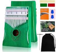 Kalimba 17 Keys Thumb Piano - Green Finger Piano Professional Musical Instrument Marimbas with Flannelette Bag, Study Instruction, Tuning Hammer Gift for Kids Adults Beginners