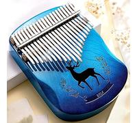 Kalimba 21 Key Thumb Piano Portable Deer Pattern Finger Piano w/EVA Bag, Tuning Hammers, Cleaning Cloth, Sheet Music(Color:A)