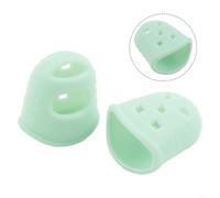 Kalimba Finger Protectors for Beginners, 2 Pack Green Silicone Thumb Guards with Ventilation Holes, Soft Comfortable Fit for Kalimba Play
