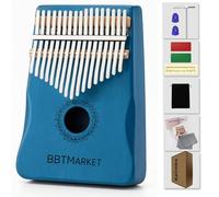 Kalimba Set - 8 Pieces Finger Piano Musical Instrument with 17 Keys - Includes Bag, Tuning Hammer & Accessories - Made of Solid Wood - Piano Gift for Adults, Children, Beginners (Ocean Blue)