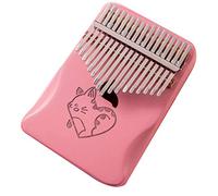 Kalimba Thumb Piano 17 Key Pink Thumb Piano Mahogany Wood Kalimba Thumb Piano Instrument for Beginner and Children for Kids Adult Beginners(Cat)