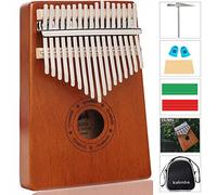 Kalimba Thumb Piano 17 Keys with Tune Hammer and Study Instruction,Portable Mbira Finger Piano Kit,Gift for Kids Adult Beginners (Mahogany)