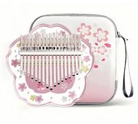 Kalimba Thumb Piano 21 Tones with Protective Case Complete Set, Sakura Shape Transparent Crystal Kalimba 17 Tones, Professional Musical Instrument for Beginners (Pink, S)