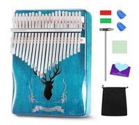 Kalimba Thumb Piano 21Keys Kit Professional Tuned Calimba Portable 17Keys Finger Piano Kit Birthday Festival Gifts For Kids Adults Music Lovers Beginner (Reindeer Lake Blue Color, 21 Keys)