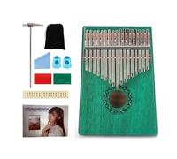 Kalimba Thumb Piano Wooden Portable with Tune Hammer Velvet Bag Finger Cover, Finger Piano Beginners, for Travel Camping(Green)