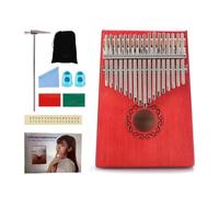 Kalimba Thumb Piano Wooden Portable with Tune Hammer Velvet Bag Finger Cover, Finger Piano Beginners, for Travel Camping(Red)