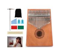 Kalimba Thumb Piano Wooden Portable with Tune Hammer Velvet Bag Finger Cover, Finger Piano Beginners, for Travel Camping(Orange)