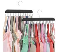 Kalimdor Bra Hanger for Closet 2 Pack, Tank Top Hanger 20 Hooks Capacity Foldable Wood Space Saving Hanger Closet Organizers and Storage for Dorm & Apartment for Lingerie,Tank Top, Bra, Scarf etc.