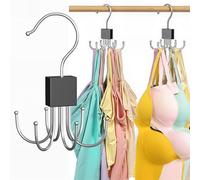 Kalimdor Wooden Bra Hanger Organizer 2 Pack - Tank Top Hanger 360° Swivel Hooks Holds 48 Items, Space Saving Closet Storage for Bras/Lingerie/Accessories, Bra Organzier for Closet