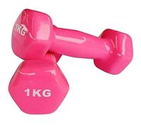 Kalindri Sports Vinyl Dumbbell for Men and Women (1 kg x 2 Piece) | Vinyl Covered Dumbbell Set, Pack of 2 (1 kg, Pink)