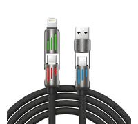 KALINI 4-in-1 USB Type-C Fast Charging Cable, 240W, LED, Flat Cable 1M Length