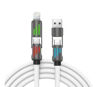 KALINI 4-in-1 USB Type-C Fast Charging Cable, 240W, LED, Flat Cable 1M White PD 3.1