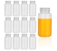 KALIONE 12 Pcs 8oz/ 250ml Plastic Bottles with Caps, Polypropylene Wide Mouth Reagent Bottle, Plastic Sample Bottles, Translucent Liquids Storage Containers for Lab Classroom Home