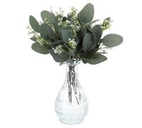 KALIONE 12 Pcs Artificial Silver Dollar Eucalyptus Leaves Picks Stems and Faux Branches with White Seeds, 11.4'' Decoration Greenery Stems Plants for Vase Bouquets, Flower Arrangement(Style 2)