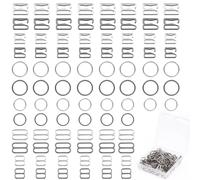 KALIONE 120pcs Bra Strap Clips Bikini Clasp Bra Strap Hooks for Halter Swimsuit, Bra Strap Slider Replacement Kit, Metal Bathing Suit Clips Clasp Adjustment Slider for Slip Dress