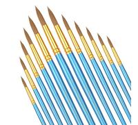 KALIONE 12pcs Watercolor Paint Brushes for Acrylic Painting, Round Pointed Artist Water Color Oil Paint Brushes for Canvas, Crafts, Face Body Nail Art, Rock, Miniature Model Fine Detail