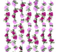 KALIONE 16.4FT Flowers Garlands Artificial Flowers Fake Flower Garland Hanging Decoration, 2 Strands Floral Vine Plant Garland Hanging Rose for Outdoor Indoor Home Wedding Arch Party, Purple