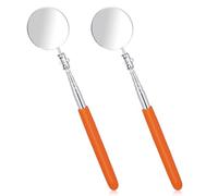 KALIONE 2Pcs Telescoping Inspection Mirror, Flexible Circular Inspection Mirror 360 Rotation with Extended Handle Round Inspection Mirrors for Checking Vehicle Condition(Red,Dia-2 Inch)