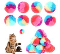 KALIONE 30 Pcs 1.2-Inch Colorful Cat Pom Pom Balls - Rainbow Toy for Christmas, Soft Plush Fuzzy Kitty Puffs for Kitten Pet Playing Exercising