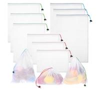 KALIONE 9Pcs Reusable Produce Bags Mesh Grocery Bag Drawstring Netted Mesh Bags for Fresh Vegetable, See Through Mesh Produce Bags for Storage Fruit Vegetable(30 * 20,30 * 36,30 * 44cm)
