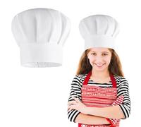 KALIONE Adjustable White Chef Hats Kitchen Chef Caps Chef Hat for Kids Elastic Cotton Cooking Cap for Cooking Baking Party School Home