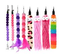 KALIONE Cat Worm Toy Refills Pack, 8 PCS Cat Toy Wand Replacement, Cat Wand Attachments, Cat Feather Toys, Cat Wiggly Toy, Fuzzy Cat Toy Fishing Pole Refill for Interactive Indoor Cats Kitten, Style B