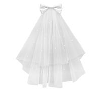KALIONE Wedding Veil Bow-Knot Veil White Tulle Hair Clip Tulle Wedding Party Hair Accessories for Women and Girls