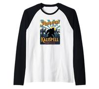 Kalispell Montana USA Sasquatch Bigfoot Big Foot Souvenir Raglan Baseball Tee