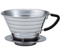 Kalita Stainless Steel Pour Dripper 16-26oz Single One Cup Patented Wave Design, Portable Coffee Maker, Made in Japan, Larger Size (185), Polished Stainless
