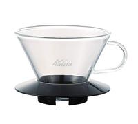Kalita Pour Over Coffee Dripper Wave 185 - Single-Cup, Heat-Resistant Glass, 16–26 oz, Black