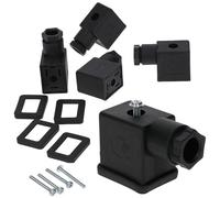 Kalitec Pack of 5 Valve Connectors Type B Black 3-Pin I Contact Surface 28 x 21.5 mm² I PG9 I Contact Separation 11 mm I Protection IP 65 I Valve Connector for Solenoid Valve I Plug 2-Pin + PE