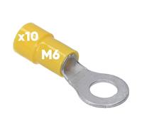 Kalitec RKSGM6 Ring Terminal 4-6 mm² M6 Yellow Copper PVC Insulated Cable Lug