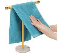 Kalitro Gold Towel Rack with Heavy Marble Base, Free Standing Hand Towel Holder Stand for Bathroom Stainless Steel T-Shape Brushed Gold