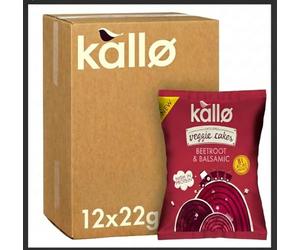 Kallo Beetroot Mini Veggie Cakes, Lentil & Pea Puffed Crackers Made From Plants, Low Fat Healthy Snacks for Adults & Children, Vegan Friendly, Gluten Free, Multipack - 12 x 22g