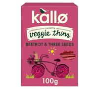 Kallo Beetroot & Three Seeds Veggie Thins Crackers | Healthy Snacks High Fibre, Plant Protein, Gluten Free & Baked | 100g Single Pack