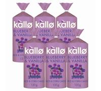 Kallo Blueberry & Vanilla Wholegrain Rice & Corn Cakes 131g x 6 - Light & Crunchy Snack - Naturally Flavoured, Gluten-Free, Low Fat, Vegetarian with Welari Thank You Card | (6 Pack)