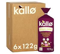 Kallo Caramelised Onion Veggie Cakes, Made From Plants, High in Protein and Fibre Low Fat Healthy Snacks, Vegan Friendly, Gluten Free, No Artificial Flavours, Single Pack - 6 x 122g