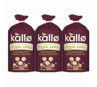 Kallo Lentil & Pea Veggie Cakes Caramelised Onion & Chutney 122g x 3 - Light & Crunchy Plant-Based Snack, Gluten-Free, High Fibre with Welari Thank You Card | (3 Pack)