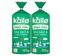 Kallo Lentil & Pea Veggie Cakes Sea Salt & Cider Vinegar 122g x 2 - Light & Crunchy Plant-Based Snack, High Fibre, Gluten-Free with Welari Thank You Card | (2 Pack)