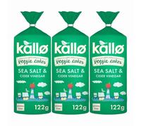 Kallo Lentil & Pea Veggie Cakes Sea Salt & Cider Vinegar 122g x 3 - Light & Crunchy Plant-Based Snack, High Fibre, Gluten-Free with Welari Thank You Card | (3 Pack)