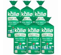 Kallo Lentil & Pea Veggie Cakes Sea Salt & Cider Vinegar 122g x 6 - Light & Crunchy Plant-Based Snack, High Fibre, Gluten-Free with Welari Thank You Card | (6 Pack)