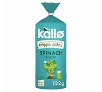 Kallo Lentil & Pea Veggie Cakes Spinach & Pesto 122g x 1 - Savoury Gluten-Free Snack, High in Plant Protein & Fibre, Low Fat with Welari Thank You Card | (1 Pack)
