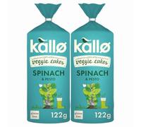 Kallo Lentil & Pea Veggie Cakes Spinach & Pesto 122g x 2 - Savoury Gluten-Free Snack, High in Plant Protein & Fibre, Low Fat with Welari Thank You Card | (2 Pack)