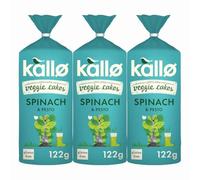 Kallo Lentil & Pea Veggie Cakes Spinach & Pesto 122g x 3 - Savoury Gluten-Free Snack, High in Plant Protein & Fibre, Low Fat with Welari Thank You Card | (3 Pack)