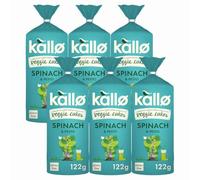 Kallo Lentil & Pea Veggie Cakes Spinach & Pesto 122g x 6 - Savoury Gluten-Free Snack, High in Plant Protein & Fibre, Low Fat with Welari Thank You Card | (6 Pack)