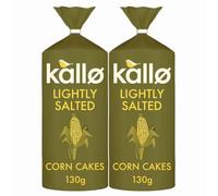 Kallo Lightly Salted Low Fat Corn Cakes 130g x 2 - Crunchy Wholegrain Snack - Gluten-Free, Low Fat, Vegetarian with Welari Thank You Card | (2 Pack)