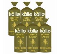 Kallo Lightly Salted Low Fat Corn Cakes 130g x 6 - Crunchy Wholegrain Snack - Gluten-Free, Low Fat, Vegetarian with Welari Thank You Card | (6 Pack)