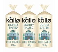 Kallo Lightly Salted Wholegrain Low Fat Rice Cakes 130g x 3 - Gluten-Free, Vegetarian, Healthy Snack, Alternative to Bread & Crisps with Welari Thank You Card | (3 Pack)